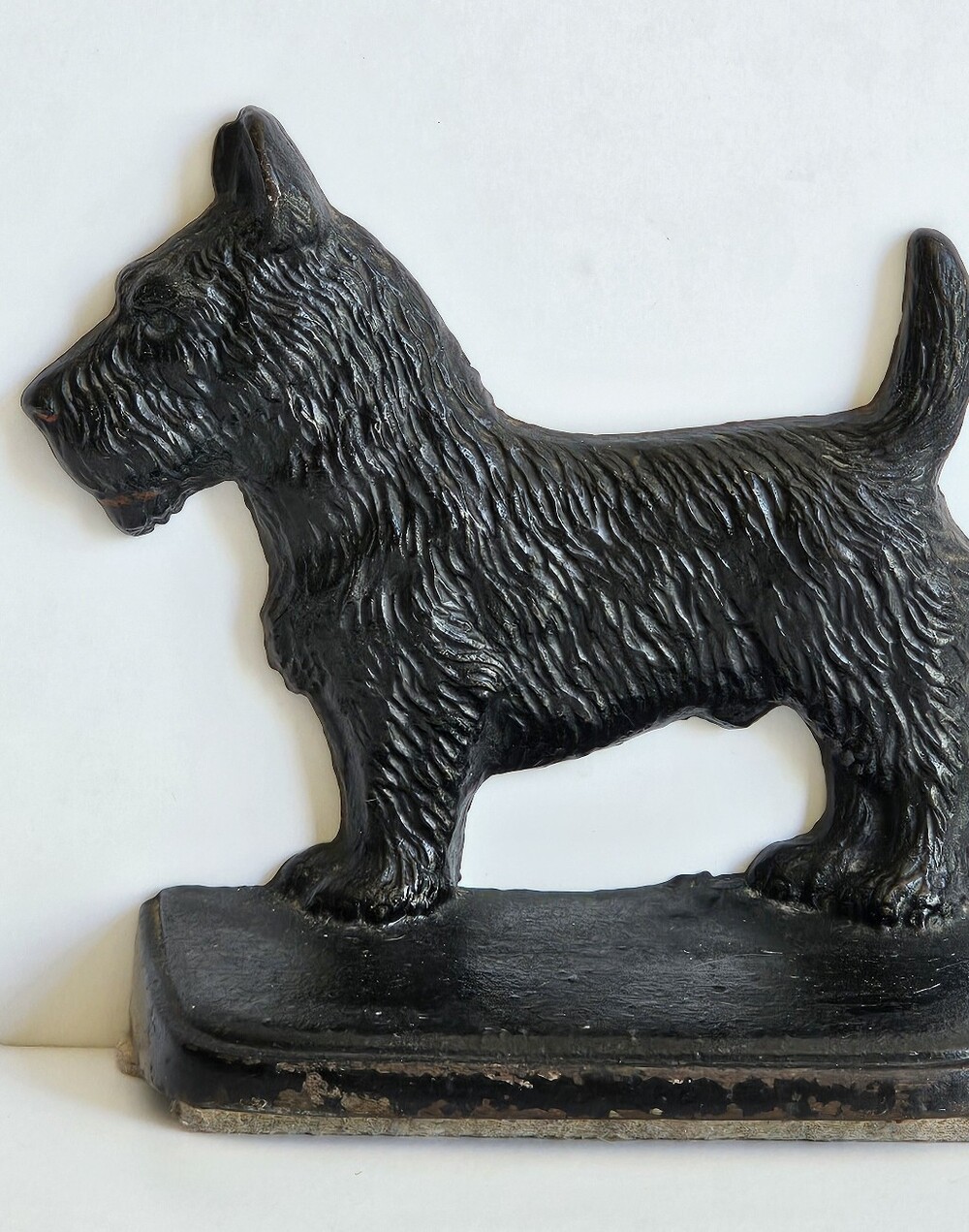 Antique Cast Iron Black Scottish Terrier Dog Doorstop Bookend 5.5" x 5"